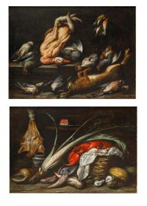 Angelo Maria Rossi, known as The Painter of Carlo Torre or Pseudo-Fardella (documented between 1665 and 1701), attr. Still Life with Game - Still Life with Fish, Thistle and Lobster